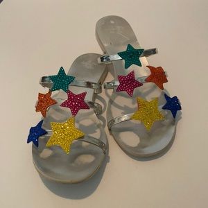 Giuseppe Zanotti “Anaya Star” Silver Metallic Multi-color Star Sandals Sz-37-7US
